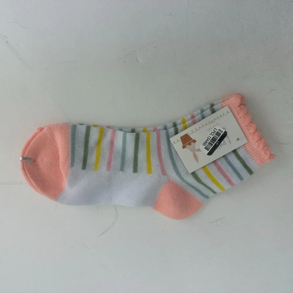 NEW Made for Retail Pair of 2 Stripe Socks Kids Size 7-8.5 Pastels